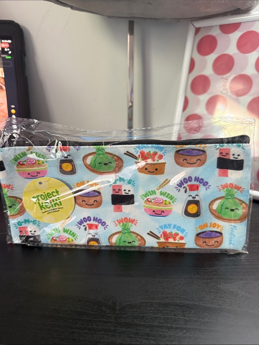 Project Keiki NWT Sushi Print Zip Pouch in Light Blue